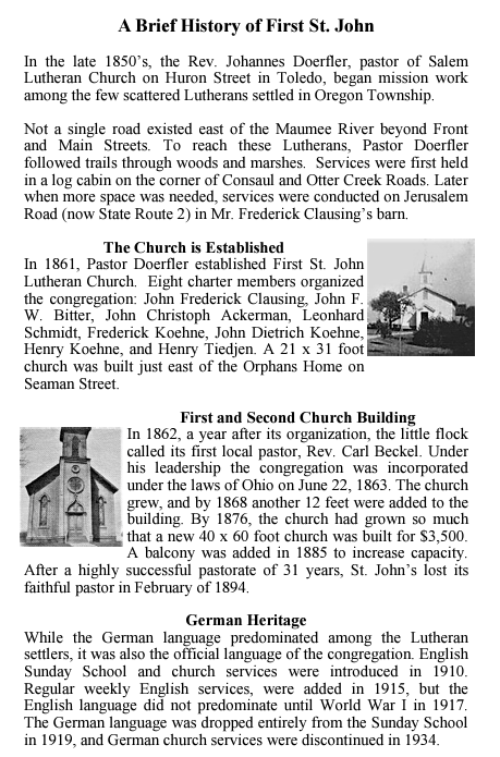 First St John - 160 yr Anniversary History