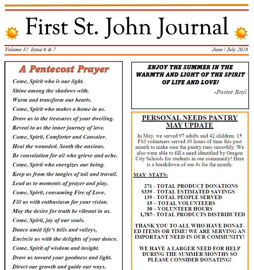 First St John - June & July 2024 Newsletter