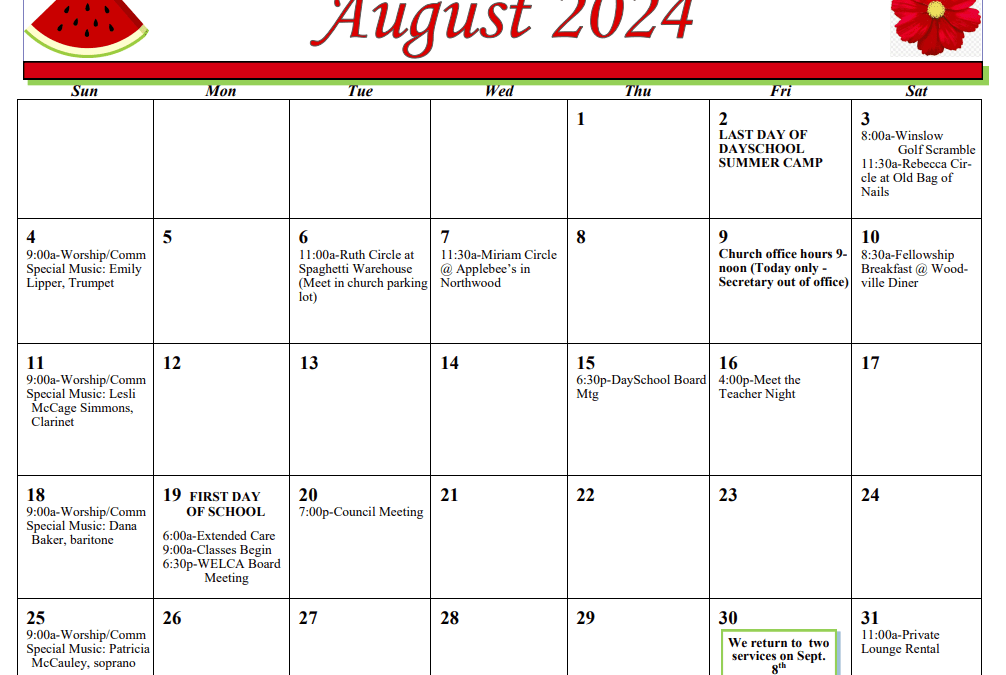 August 2024 Calendar