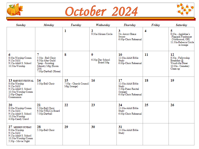 October 2024 Calendar