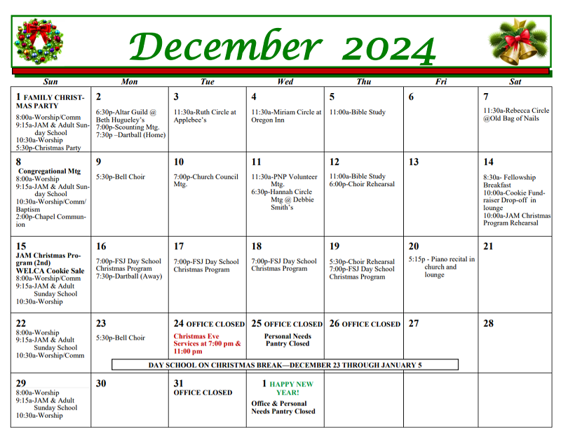 December 2024 Calendar