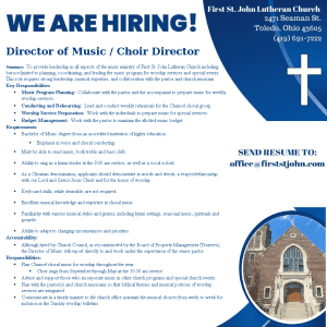 First St John - Director of Music / Choir Director