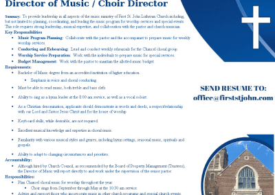 First St John - Director of Music / Choir Director