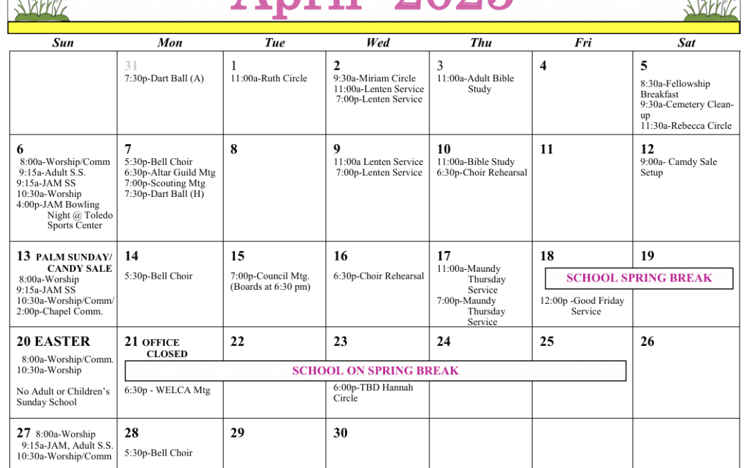 April 2025 Calendar