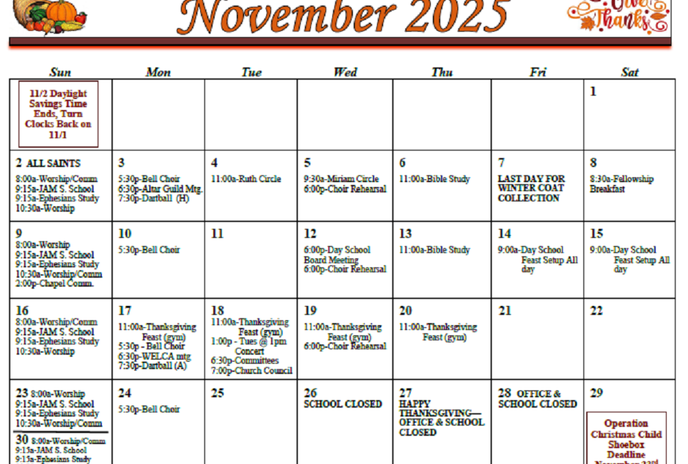 November 2025 Calendar