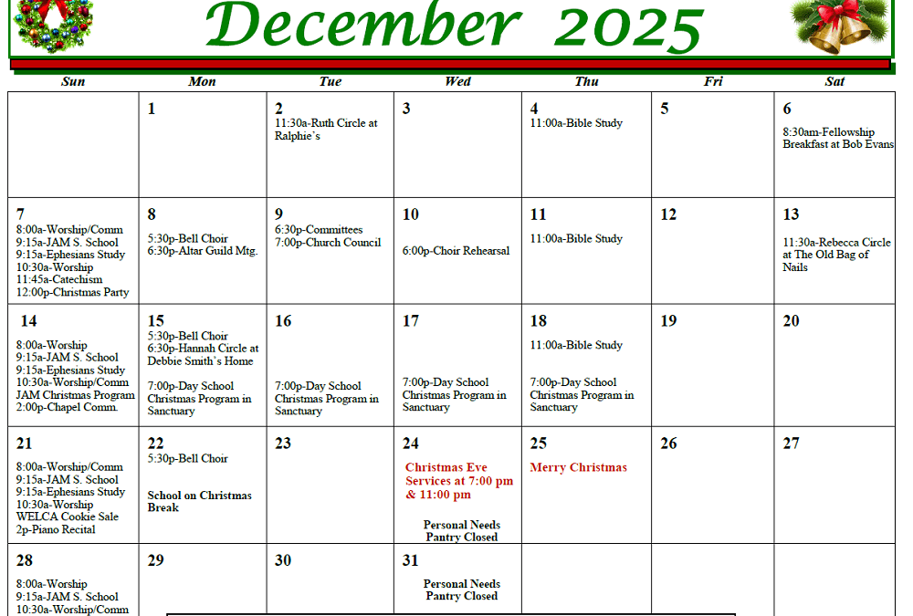 December 2025 Calendar