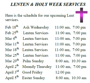 FSJ Lenten & Holy Week Services