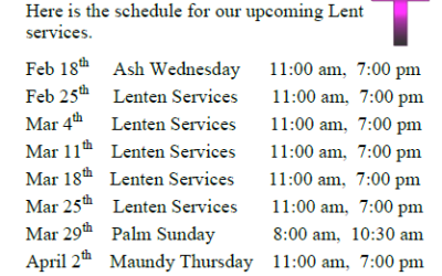 Lenten and Holy Week Services