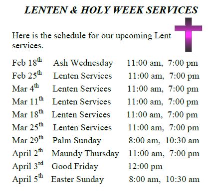 FSJ Lenten & Holy Week Services