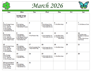 FSJ March 2026 Calendar