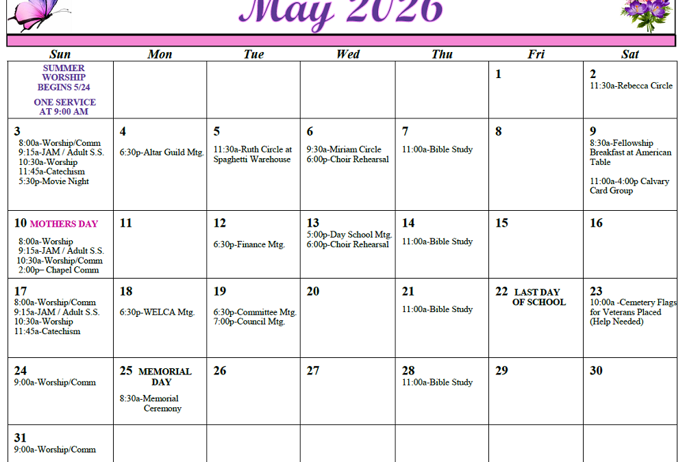May 2026 Calendar