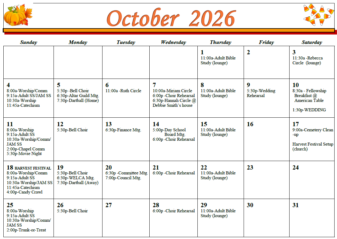 FSJ - October 2026 Calendar Pic